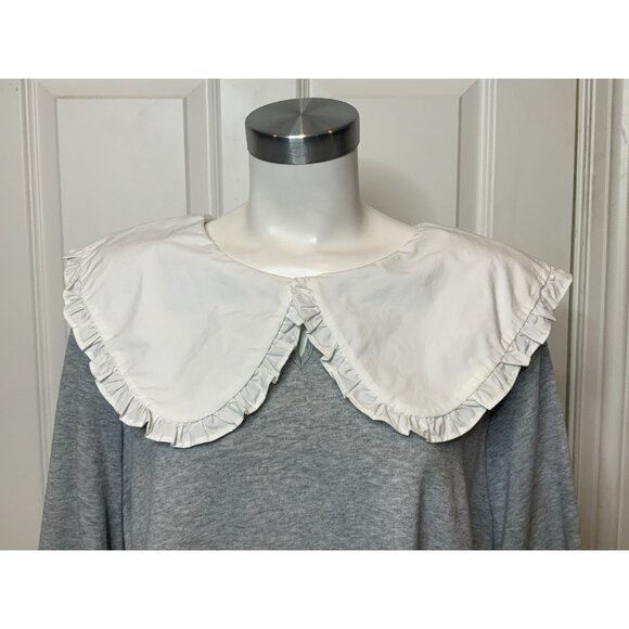 Sandy Liang x Target Gray Long Sleeve Ruffle Collar Sweatshirt, Size 3X - Picture 3 of 10